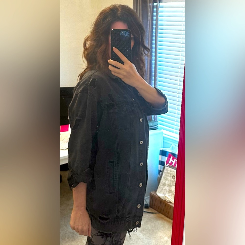 Boutique Highway Black Distressed Jean Jacket